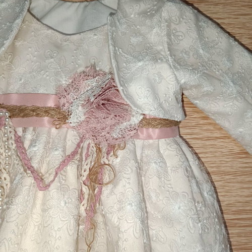 Baptism set for girls like new with dress, bolero, headband and size 21 shoes