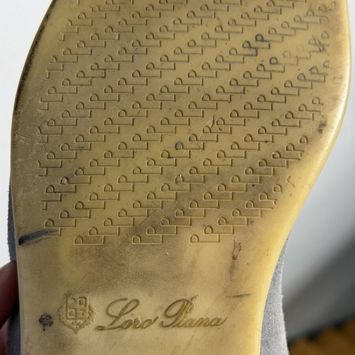 Loro Piana Summer Walks grey moccasin shoes size 43.5