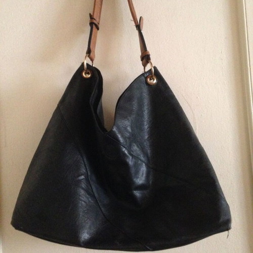 Hobo bag with brown strap used, black