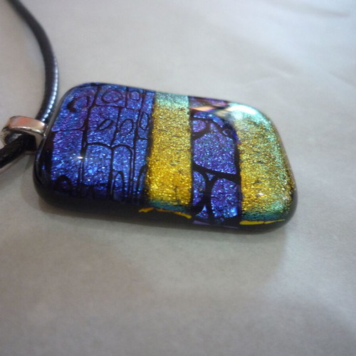 Handmade pendant necklace from dichroic glass like new, multicolored