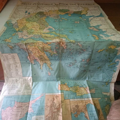 Map of Greece used, old physical and political