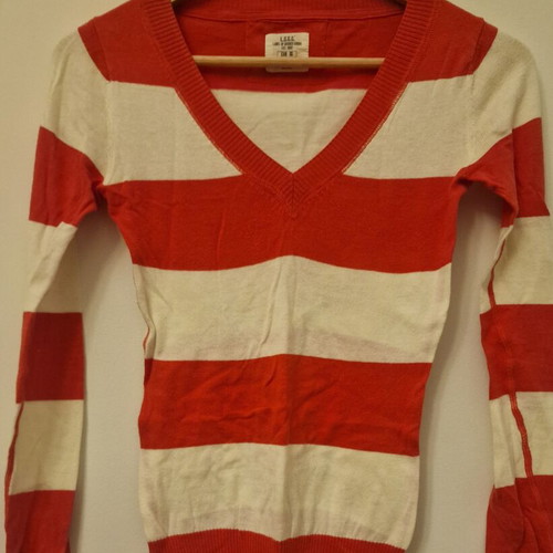 Striped blouse like new, size XS, white and coral