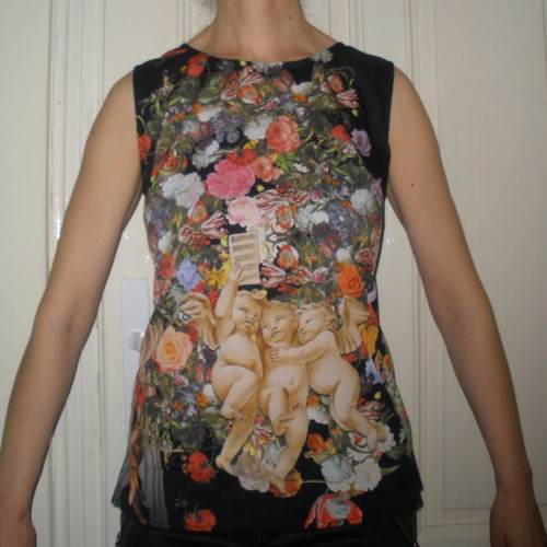 Dolce & Gabbana women's sleeveless top with cherubs and floral print
