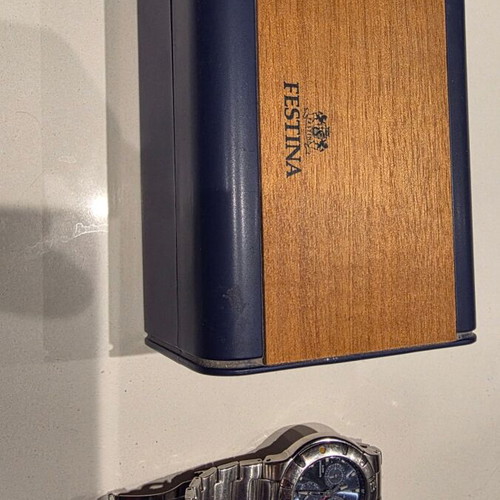Festina Chrono Alarm men's wristwatch, stainless steel, blue dial