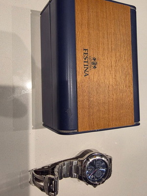 Festina Chrono Alarm men's wristwatch, stainless steel, blue dial