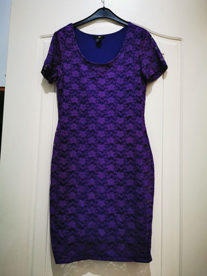H&M dress with elastic lace blue purple like new
