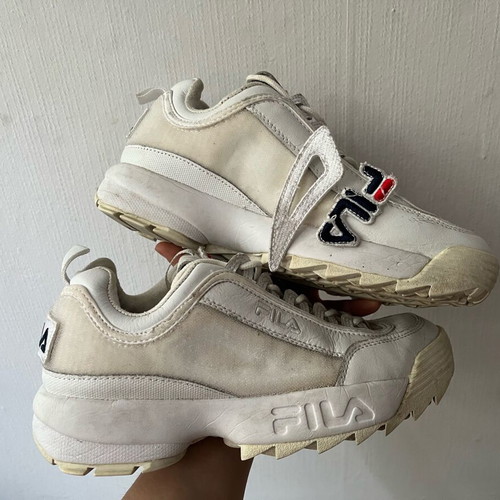 Fila sneakers used with reusable stickers, size 40, white