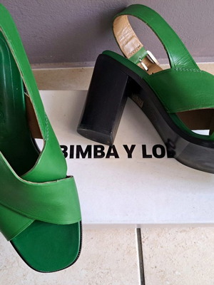 Bimba Y Lola Πράσινα Δερμάτινα Πέδιλα Καινούργια Μέγεθος 39