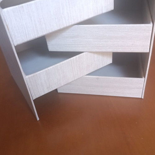 Jewelry box with four compartments, hard cardboard, white and grey
