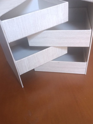 Jewelry box with four compartments, hard cardboard, white and grey