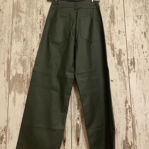 Pink Woman Khaki Waxed Wide Leg Trousers S–M Like New