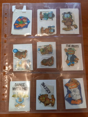 Garfield Panini stickers used, set of 13 pieces