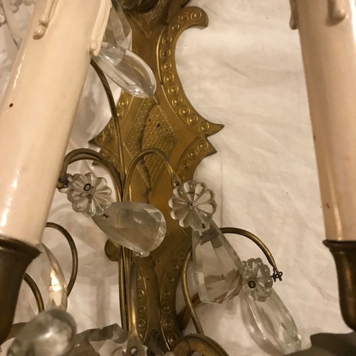 Louis XV style wall lights used with crystals set of 2