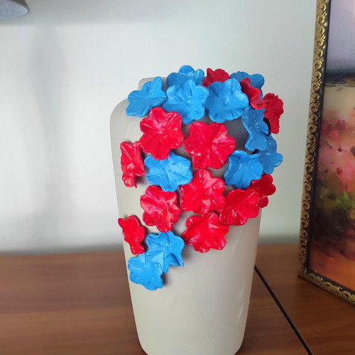 Handmade ceramic vase with 3D floral decoration