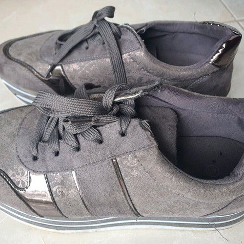 Snickers used grey silver athletic shoes size 41