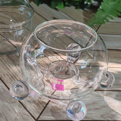 Elegant 3-piece glass set with lids and Vela aroma lamp
