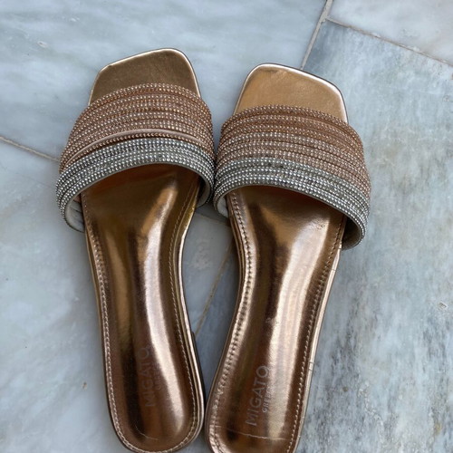 Migato rose gold and silver flat sandals like new, size 38