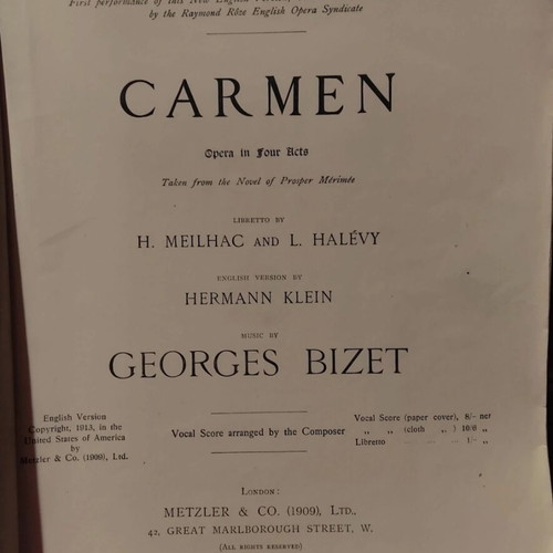 Carmen Opera Score used with notes in English and German