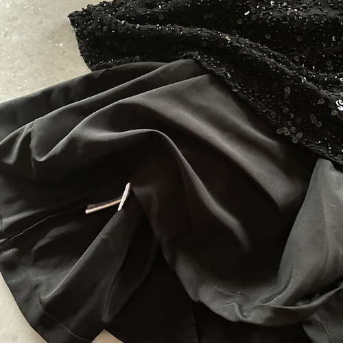 Prestige long black dress with sequins and open back new