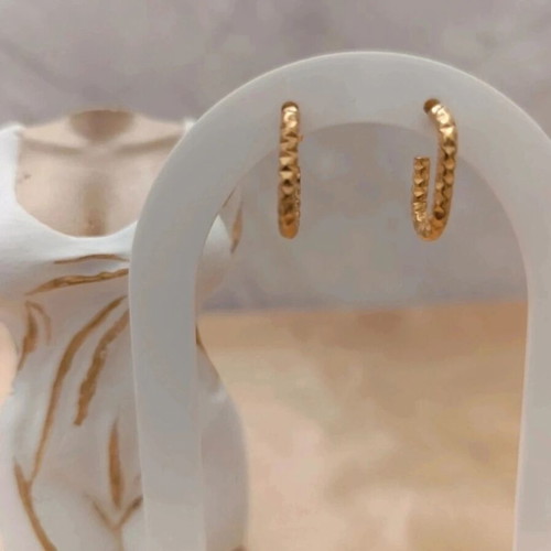 Steel Oval Gold Earrings new, stainless 2 cm