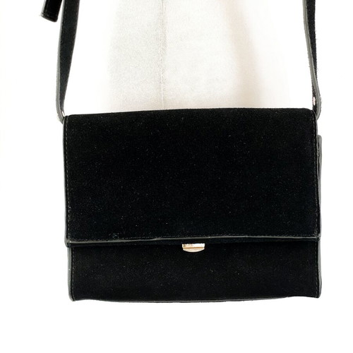 Mango black suede clutch and crossbody bag