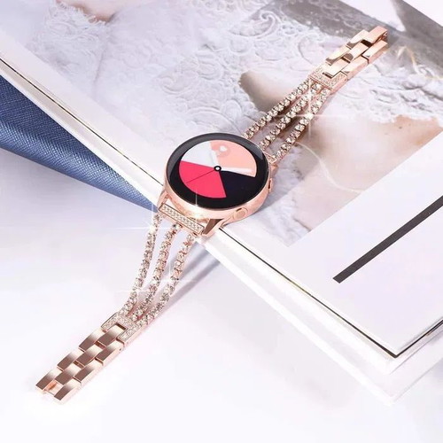 Stainless Steel Watch Strap with Crystals for Samsung Huawei Amazfit