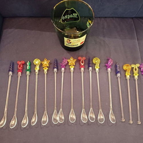 Vintage cocktail set used with 12 spoons and 4 stirrers
