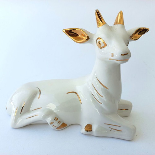 Vintage porcelain decorative deer - goat like new, large