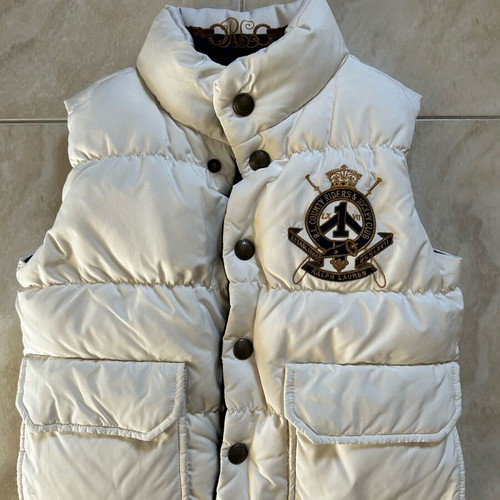 Ralph Lauren kids sleeveless puffer vest like new, white-blue size S (7)