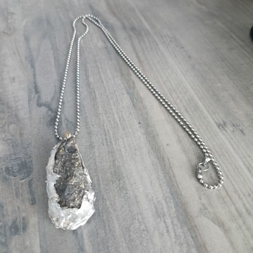 Industrial pendant with natural pyrite, handmade, new