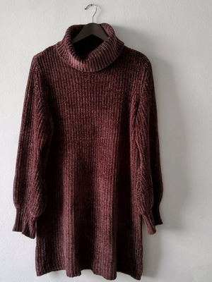 Mini φόρεμα πλεκτό chenille με λαιμόκοψη cowl, σαν καινούργιο, μωβ