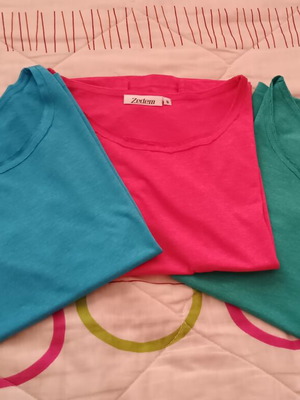 T-shirts σαν καινούργια, πακέτο 3, φούξια, τιρκουάζ, πετρόλ