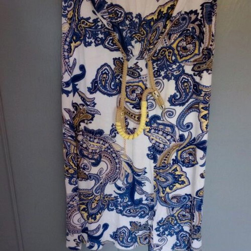 Summer dress size M like new, white with blue details