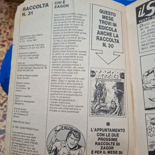 Zagor Raccolta comics used, Italian edition