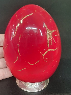 Murano egg with silver base used, red with gold details