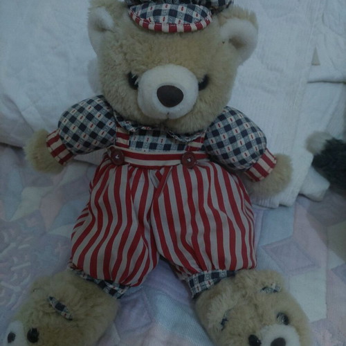 Sandoval vintage teddy bear with slippers like new