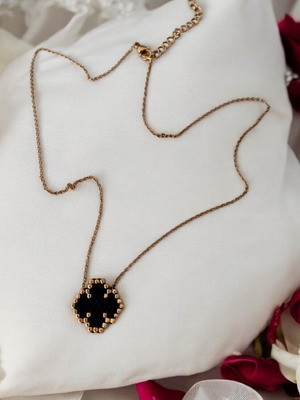 Steel necklace black cross with miyuki made to order