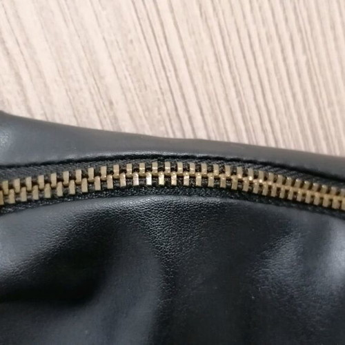 Rose leather dress M with shoulder zippers, black