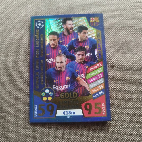 Topps Match Attax UCL 2017/18 Gold Limited Edition Barcelona card like new