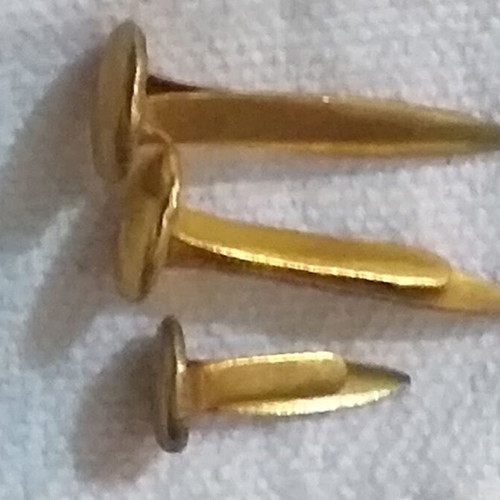 Brass double fasteners used, pack of 175, in metal box
