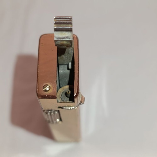 Volcan Lighter Black Lacquer Gold Guilloche used, 1970s design