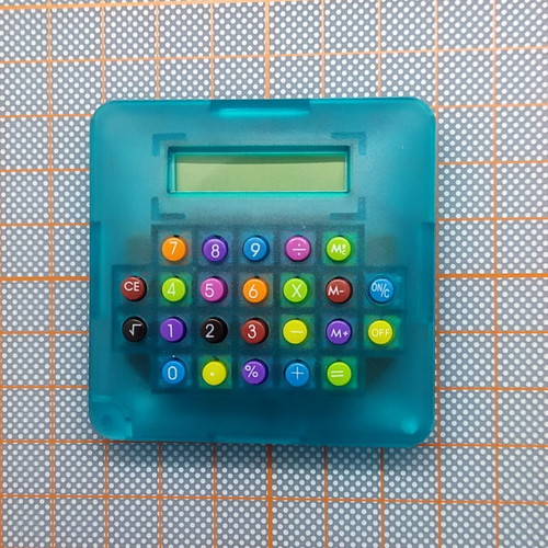 Mini calculator MoMa new, transparent blue electric design