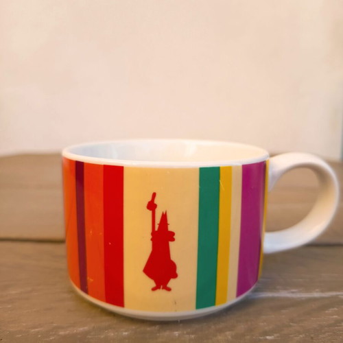 Bialetti Cappuccino Cup Set with Stand, like new, 4 multicolour cups