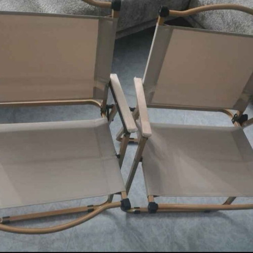 Folding beach chairs new, metal frame, wooden arms, pack of 2