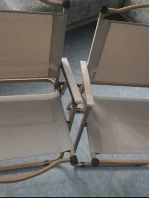 Folding beach chairs new, metal frame, wooden arms, pack of 2