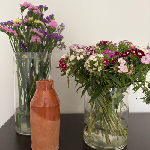Handmade ceramic vase red brown new