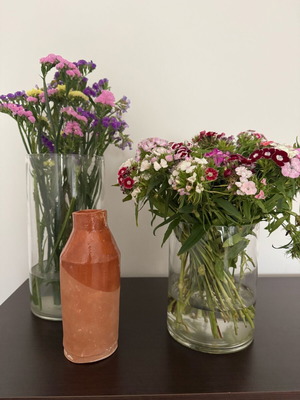 Handmade ceramic vase red brown new