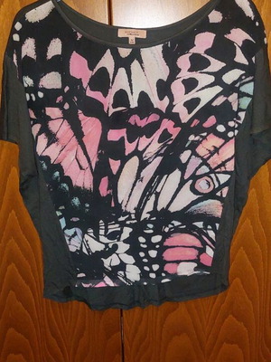 Bershka blouse used, size M, black and pink