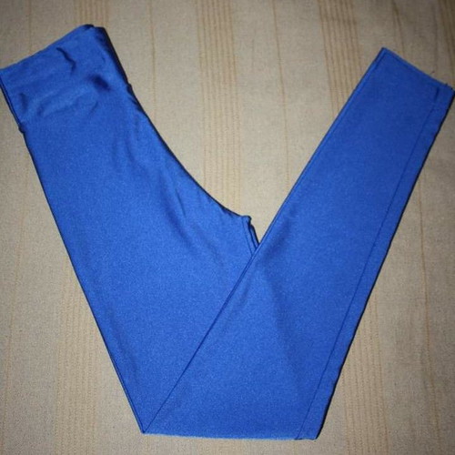 Blue shiny high-waisted leggings new, size S
