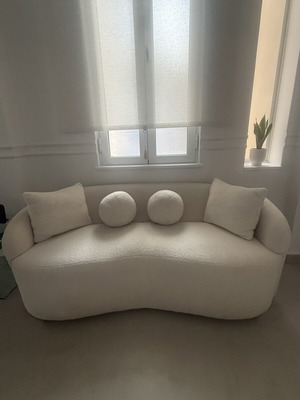 Sofa like new with bouclé fabric, 3-seater, minimal